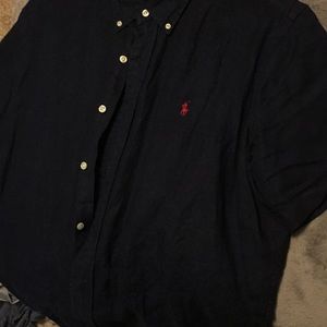 Large navy blue Polo short sleeve button up